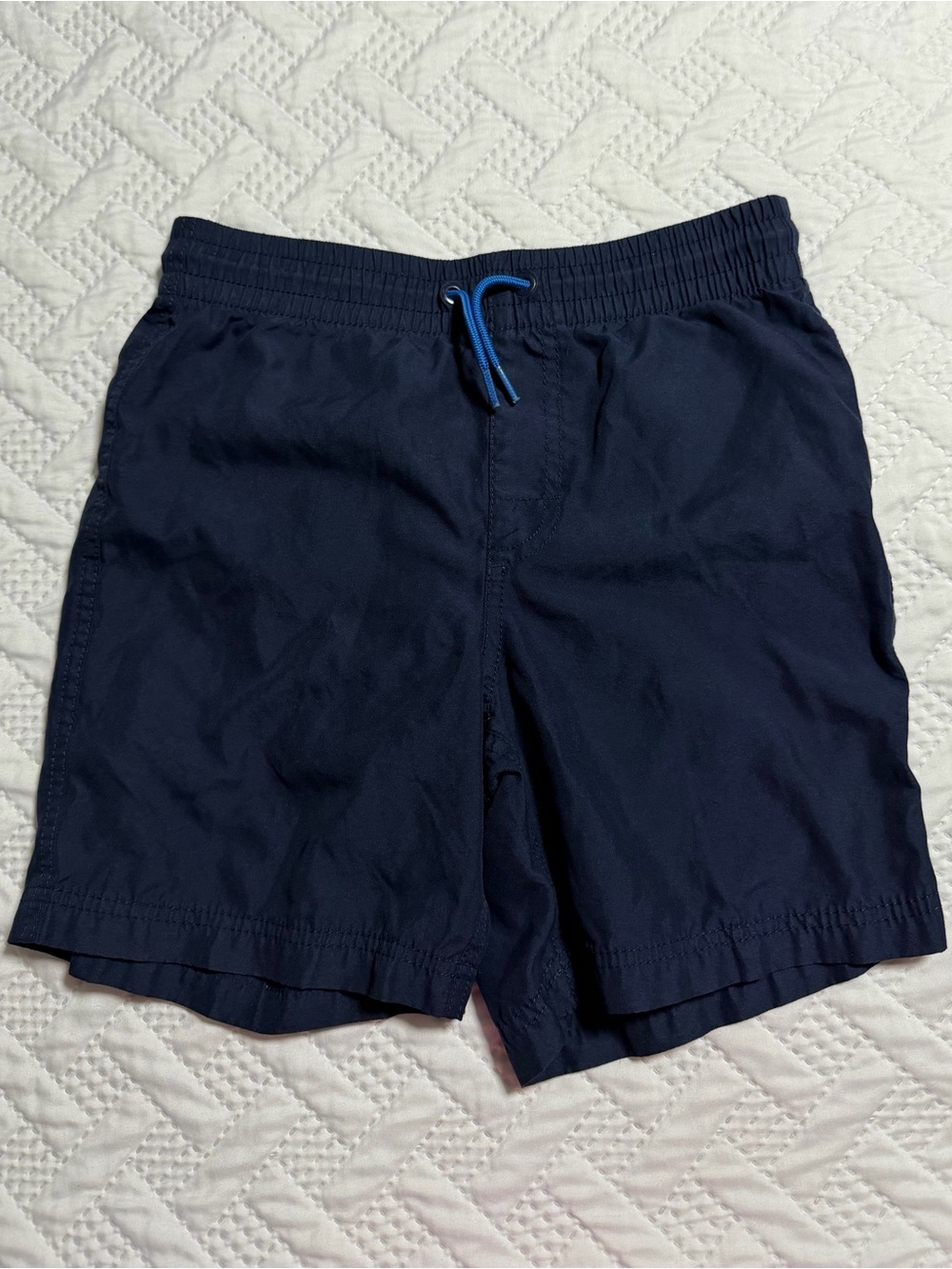 Old Navy Blue White Swim Trunks Bathing Suit Pool Beach Vacation Boy 10/12 Large